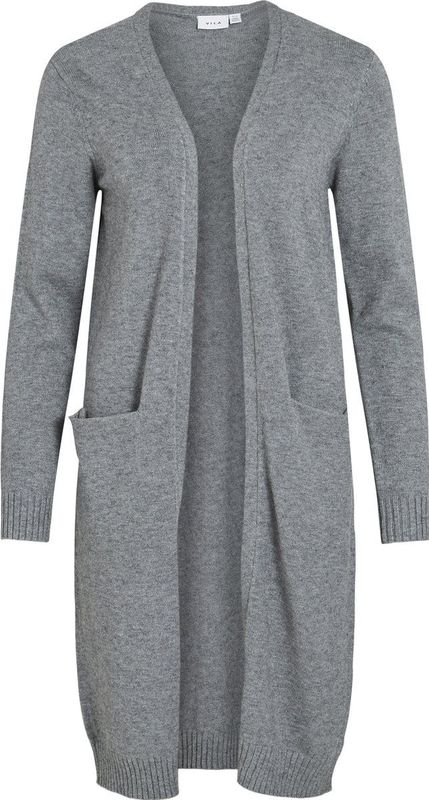Vila - Lange Cardigan - Grijs Melange - Viscose/Nylon/Polyester