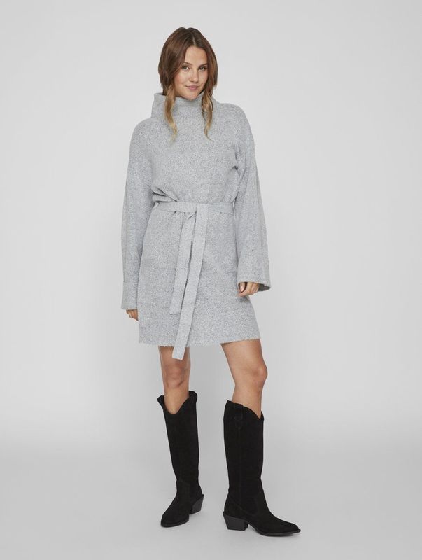 VILA Gebreide jurk  grijs gemêleerd