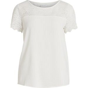 VILA - VILOVIE S/S LACE TOP - Dames Top - Wit - Katoen