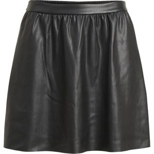 Rok - Mini Skater - Kunstleer - Zwart - 100% Polyester