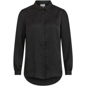 VILA - ELLETTE - Blouse - Zwart - Klassieke Blouse met Pofmouwen