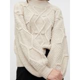 Object - Objkamma Cable Knit Pullover Noos - Gebreide Trui - Zilvergrijs - Ballonmouwen