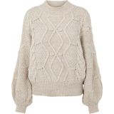 Object - Objkamma Cable Knit Pullover Noos - Gebreide Trui - Zilvergrijs - Ballonmouwen