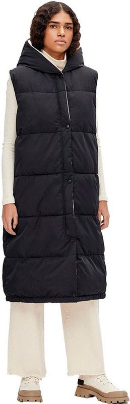 Object dames vest longline, Zwart/detail: voering sandshell, 36