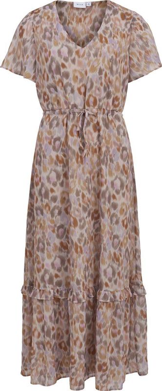 Vila - Jurk - Grafisch Patroon - Korte Mouwen - V-hals - Polyester