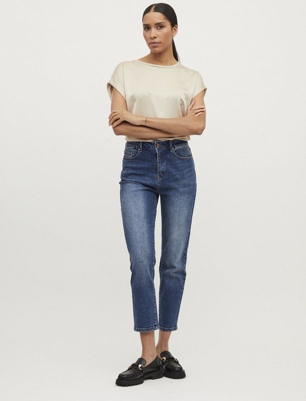 Vila - Satin Top - Korte Mouwen - Goud - 100% Polyester