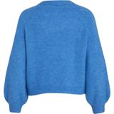 Vila - Jamina - Trui - Ronde Halslijn - Geribbelde Randen - Rekbaar Breisel - Ballonmouwen