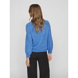 Vila - Jamina - Trui - Ronde Halslijn - Geribbelde Randen - Rekbaar Breisel - Ballonmouwen