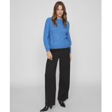 Vila - Jamina - Trui - Ronde Halslijn - Geribbelde Randen - Rekbaar Breisel - Ballonmouwen