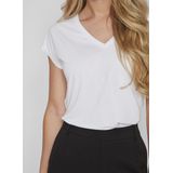 VILA - T-shirt - Wit - Modal - Korte Mouwen - V-hals