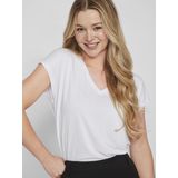 VILA - T-shirt - Wit - Modal - Korte Mouwen - V-hals