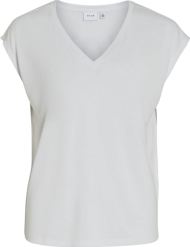 VILA - T-shirt - Wit - Modal - Korte Mouwen - V-hals