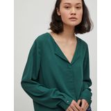 VILA - Blouse - Groen - Polyester - Lange Mouwen - V-hals