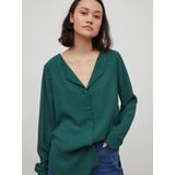 VILA - Blouse - Groen - Polyester - Lange Mouwen - V-hals