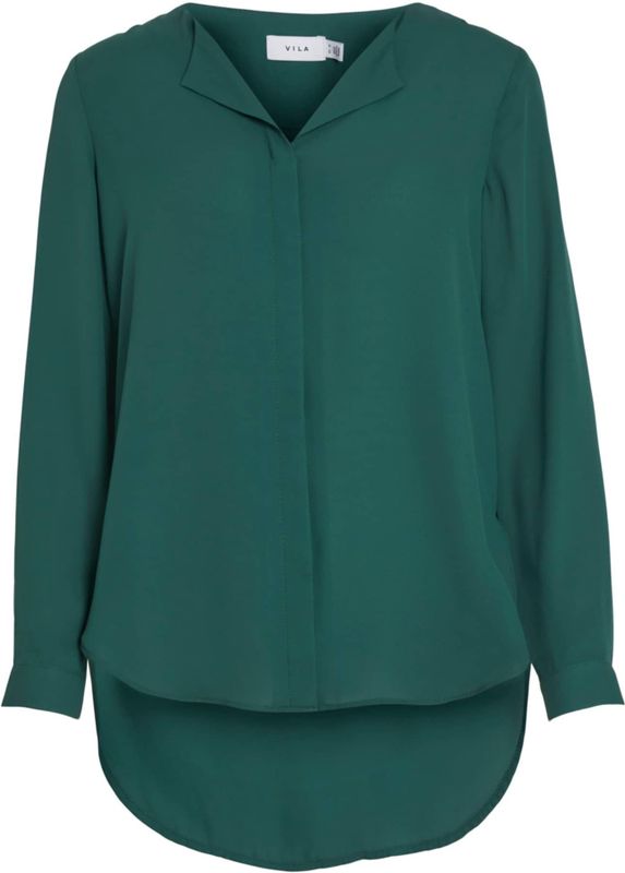 VILA - Blouse - Groen - Polyester - Lange Mouwen - V-hals