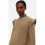 Object - Objmalena L/S Ruffle Pullover - Gebreide Trui - Fossil - Lange Mouwen