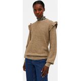Object - Objmalena L/S Ruffle Pullover - Gebreide Trui - Fossil - Lange Mouwen