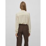 Vila Blouse Beige - Effen - Ronde Hals - Vichikka Lace L/S Shirt