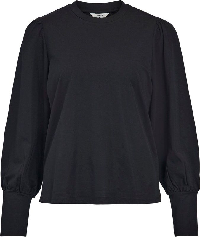 Object - OBJCAROLINE L/S TOP NOOS - T-shirt - Zwart - Katoen
