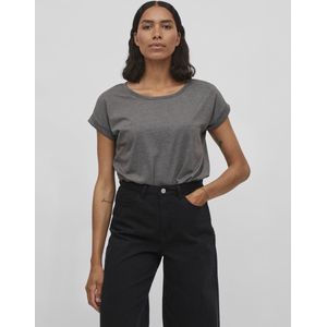 VILA - T-shirt - Katoen - Grijs - Korte Mouwen