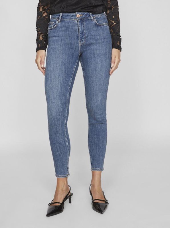 Vila - Sarah Wu02 - Skinny Broek - Blauw - Katoenmix
