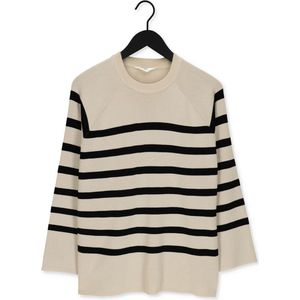 Object Objester Ls Knit Top Noos Sweater Dames, Sandshell/Strepen: Zwart, L, Sandshell/strepen: zwart