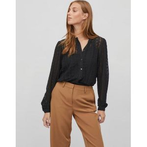Vila Blouse Vichikka Lace L s Shirt- Noos 14082977 Black Dames