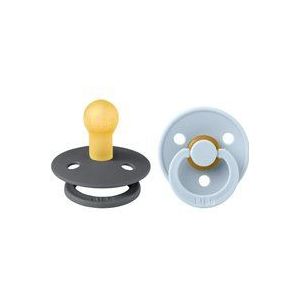 BiBS - Colour Pacifier - Stage 1 Fopspeen - 0+ maanden - 2 stuks - Iron / Baby Blue