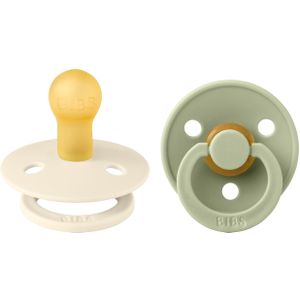 BiBS Colour Pacifier Stage 1 Fopspeen 0+ maanden 2 stuks Ivory / Sage