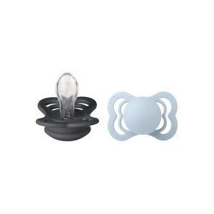 BIBS Fopspeen Supreme Baby Blauw / IJzer Siliconen 0-6 maanden, 2st.
