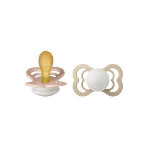 BIBS fopspeen Supreme Blush en Vanilla Glow Latex 6-36 maanden, 2 stuks.