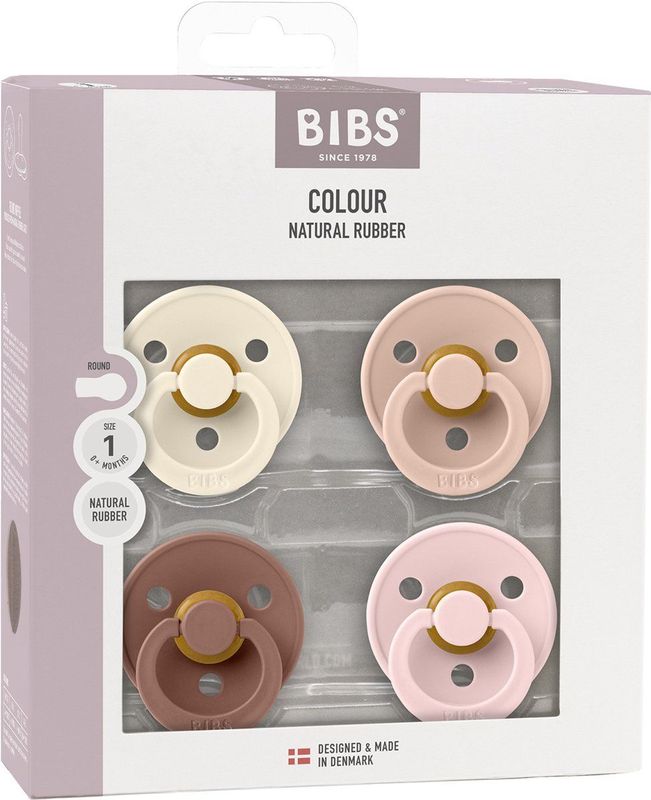 Bibs Colour Fopspeen 4 Pack Size 1 Ivory/Blush/Woodchuck/Blossom