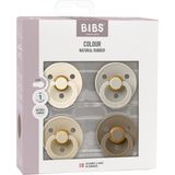Bibs Colour Fopspeen 4 Pack Size 1 Ivory/Sand/Vanilla/Dark Oak