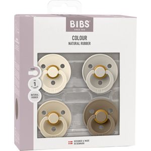 Bibs - Colour Fopspeen - Rond - 4 Stuks - Ivory/Sand/Vanilla/Dark Oak