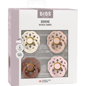 Bibs Boheme Fopspeen 4 Pack Size 2 Ivory/Blush/Woodchuck/Blossom