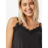 FREEQUENT Top - Zwart - Katoen - V-hals met Kanten Details