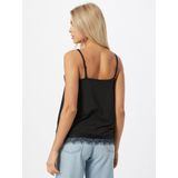 FREEQUENT Top - Zwart - Katoen - V-hals met Kanten Details