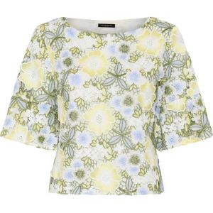 Bruuns Bazaar, Tops, Dames, Veelkleurig, S, Katoen, Gebloemde blouse met boothals en borduursel