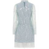 Bruuns Bazaar - Korte Jurk - Blauw - Polyester - Lange Mouwen - Opstaande Kraag