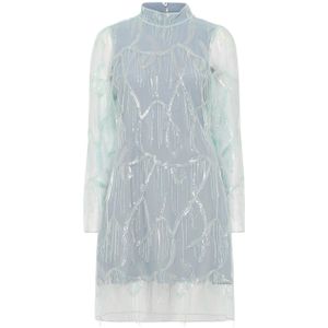 Bruuns Bazaar - Korte Jurk - Blauw - Polyester - Lange Mouwen - Opstaande Kraag