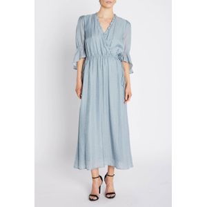 Bruuns Bazaar - Midi Jurk - Grijsblauw - Viscose met Ruches