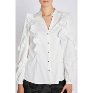 Bruuns Bazaar - Blouse - Wit - Regular Pasvorm - Rechte Mouwen