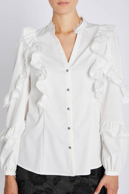 Bruuns Bazaar - Blouse - Wit - Regular Pasvorm - Rechte Mouwen