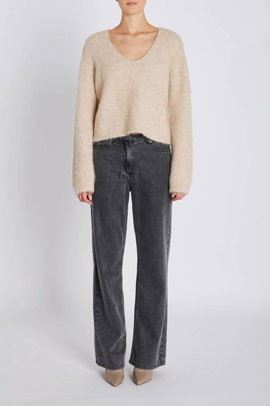 Bruuns Bazaar - Gebreide Trui - Beige - Regular Fit - V-hals