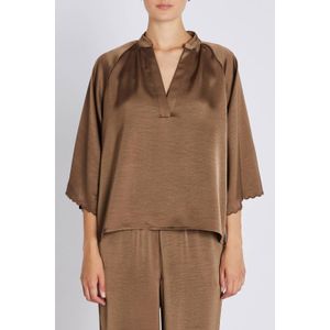 Bruuns Bazaar - Blouse Morel - Bruin - Dames - Elegante V-hals