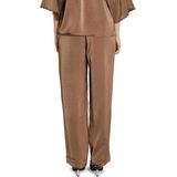 Bruuns Bazaar - Wijde Pijpen Broek - Bruin - Dames - Elastische Taille