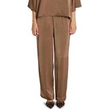 Bruuns Bazaar - Wijde Pijpen Broek - Bruin - Dames - Elastische Taille