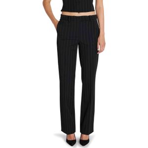 Bruuns Bazaar - Straight Low Waist Pantalon - Zwart - Krijtstreep
