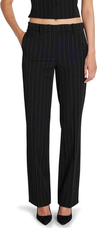 Bruuns Bazaar - Straight Low Waist Pantalon - Zwart - Krijtstreep