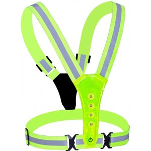 Pro Sport - Hardloopvest - Geel - LED Verlichting - Reflecterend - One size